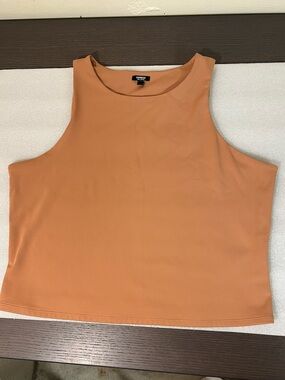 Express Peach-Orange Sleeveless Body Contour Crop Top